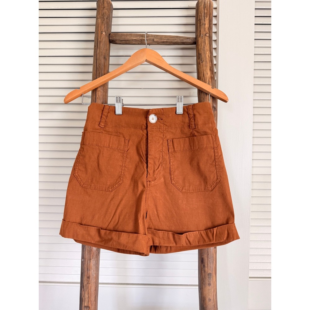 Anthropologie‎ High Rise Utility Shorts 25 Rust Brown